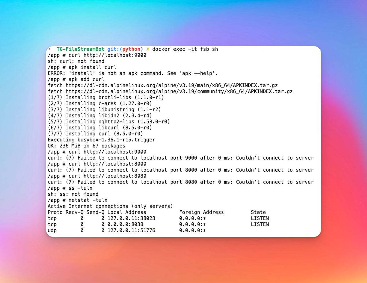 netstat -tuln